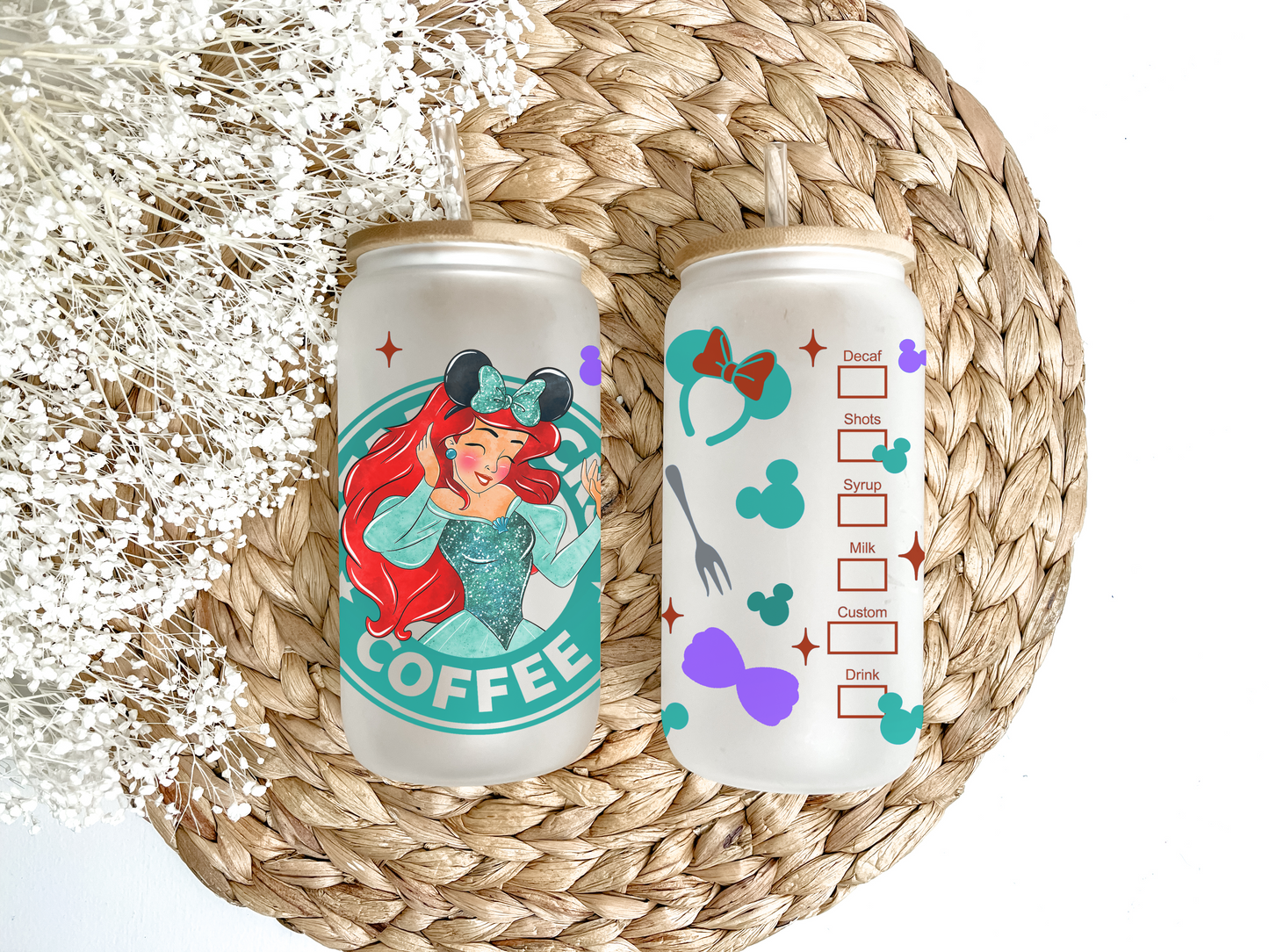 16oz Ariel Starbucks Coffee Inspired Glass Beer Can Tumbler