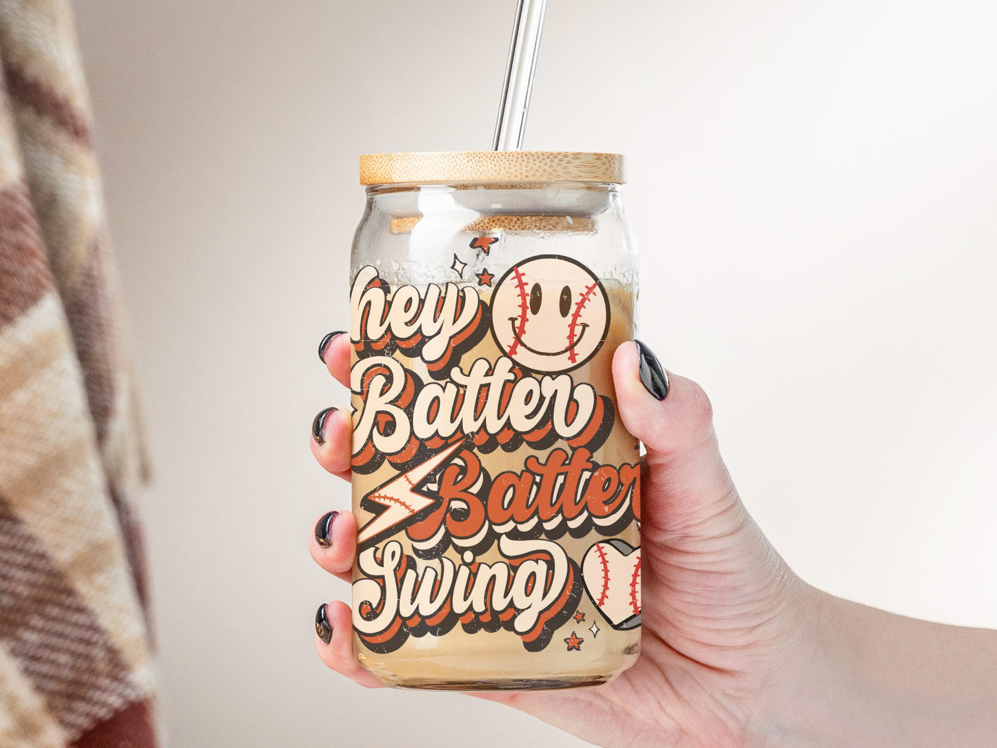 16oz "Hey Batter Batter Swing" Glass Beer Can Tumbler