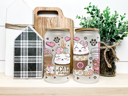 16oz Frosted Cat Mom Tumbler