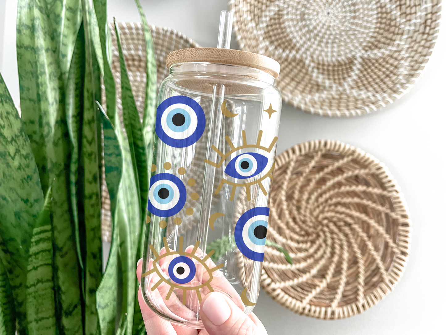 16oz Evil Eye Glass Tumbler