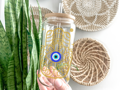 16oz Evil Eye Glass Tumbler