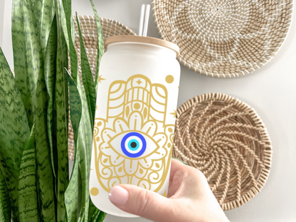 16oz Evil Eye Glass Tumbler