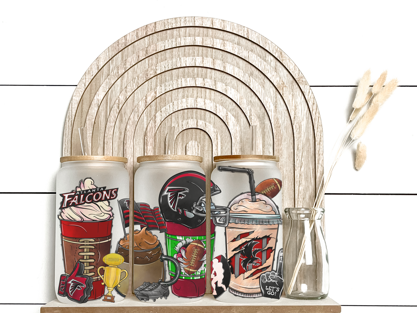 16oz Atlanta Falcons Inspired Glass Tumbler