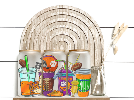 16oz Clemson Inspired Glass Tumbler