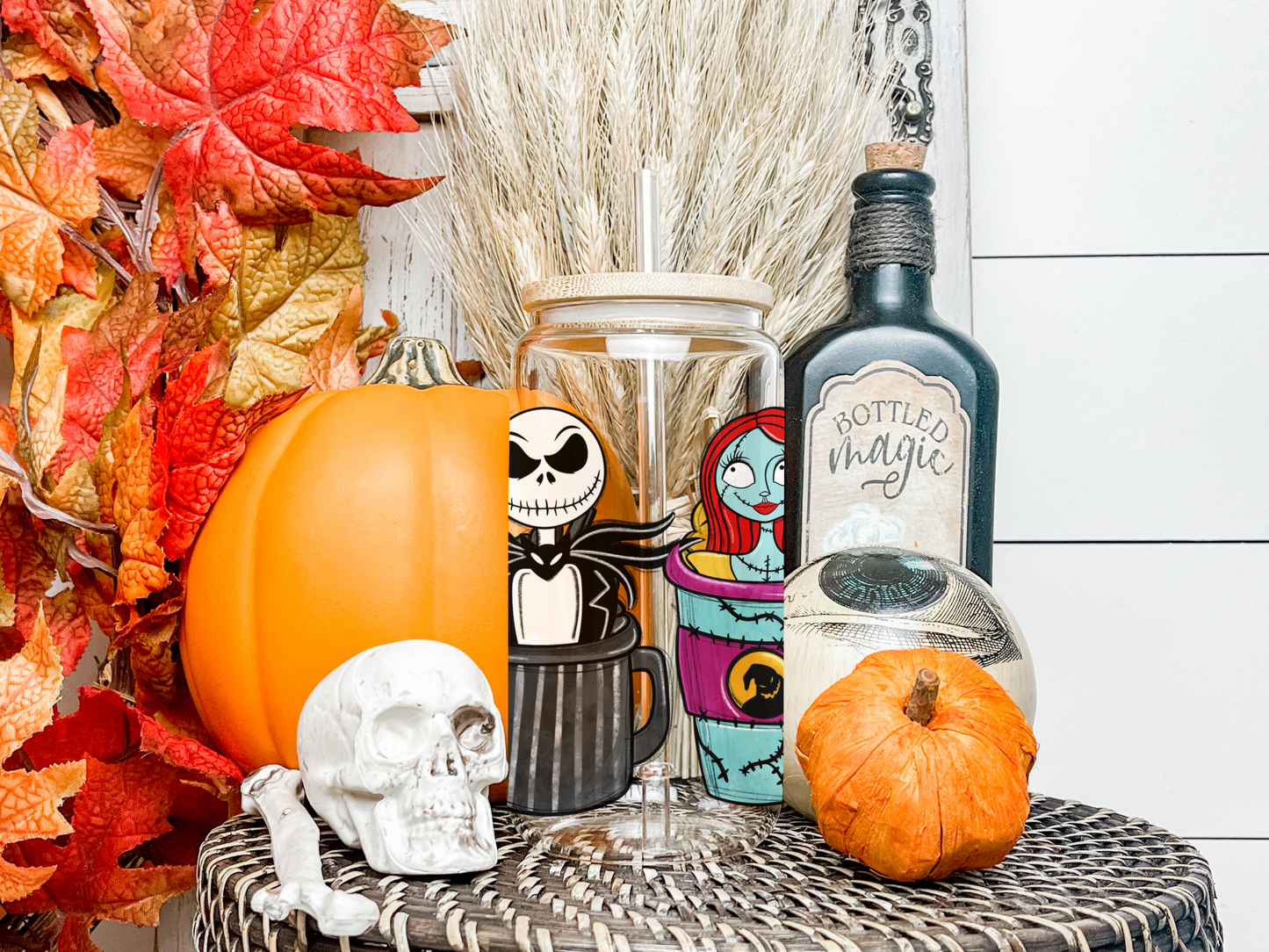 16oz Frosted or Clear Jack Skellington Glass Tumbler