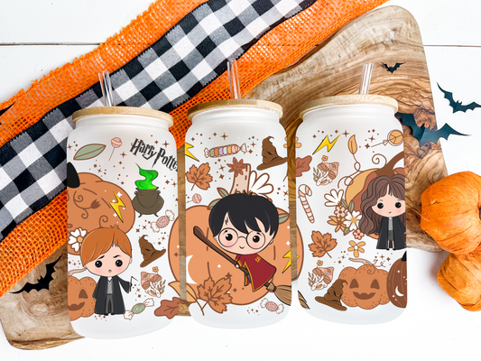 16oz Frosted Harry Potter Halloween Glass Tumbler