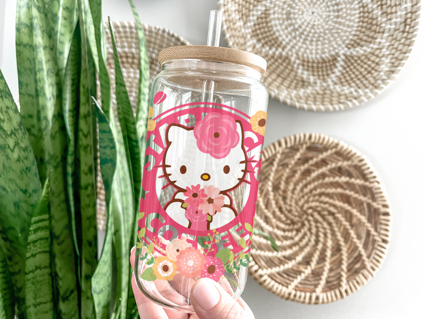 16oz Hello Kitty Starbucks Glass Tumbler