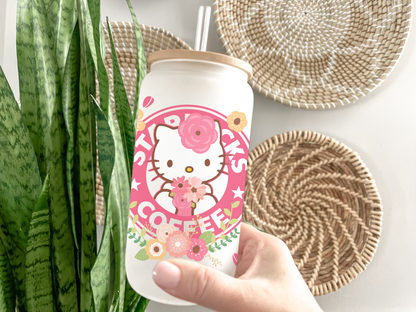 16oz Hello Kitty Starbucks Glass Tumbler