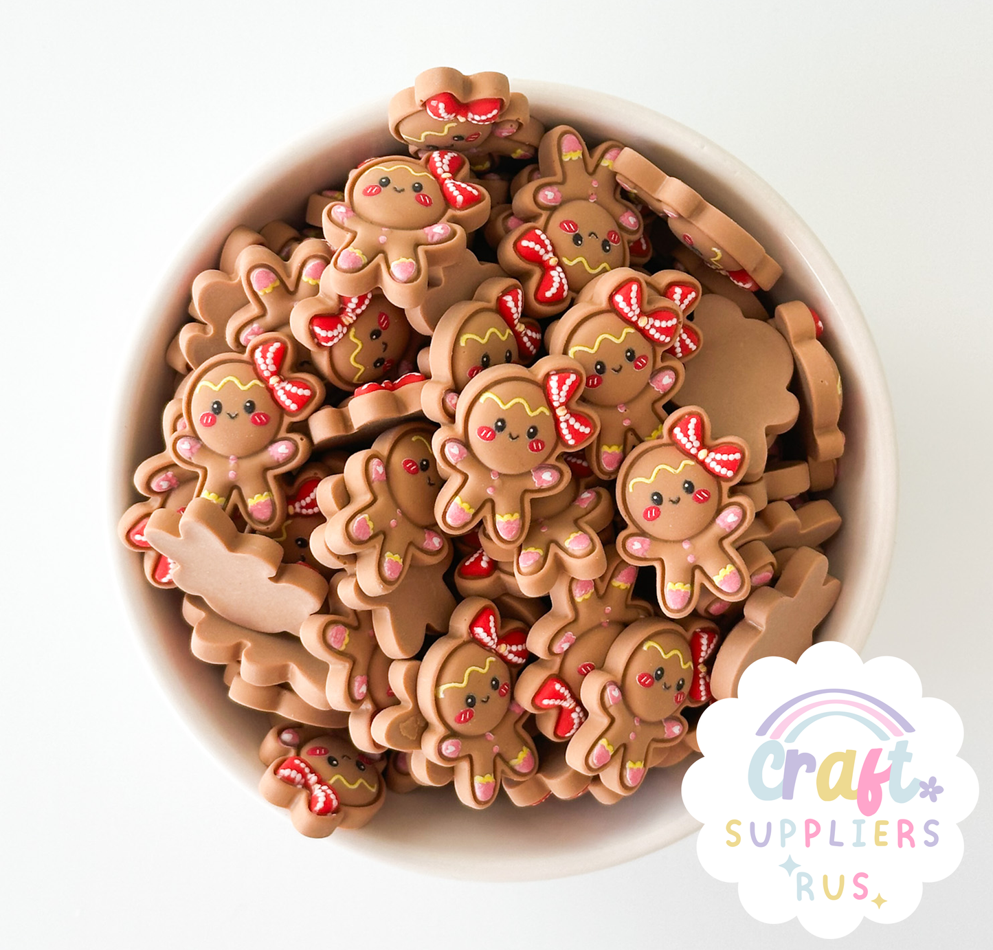 Set of 4 Flatback Gingerbread Girl Cabochons