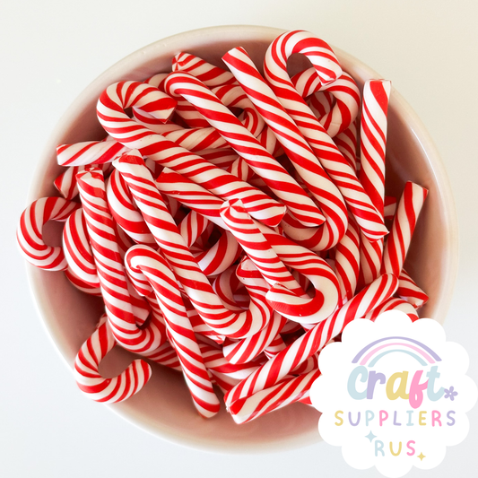 Fake Red and White Polymer Clay Peppermint Candy Canes