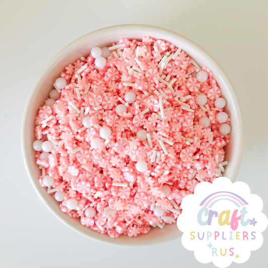 Pink Peppermint Polymer Clay Sprinkles