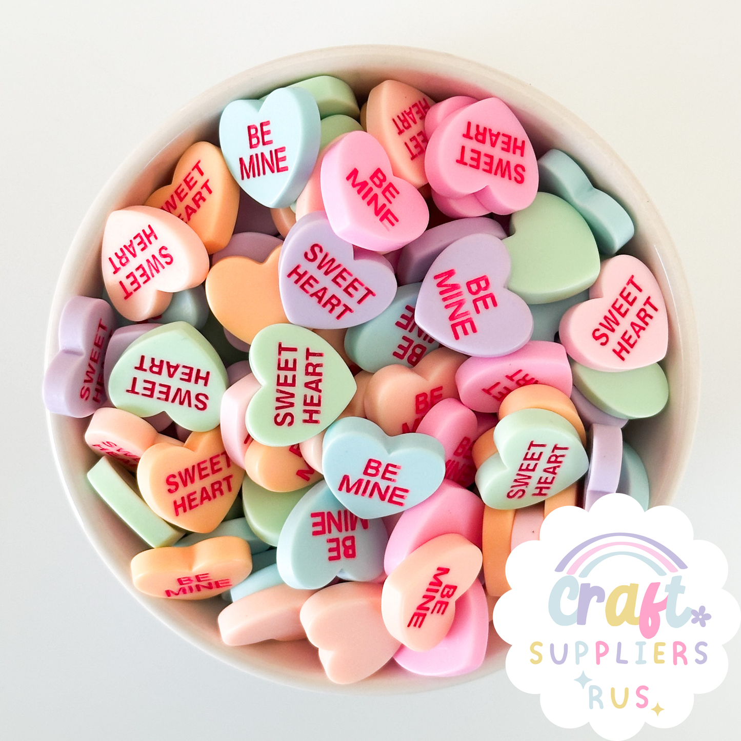 6PC Be Mine & Sweet Heart Resin Conversation Hearts