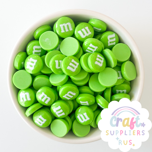 Fake Green M&Ms Flatback Cabochons