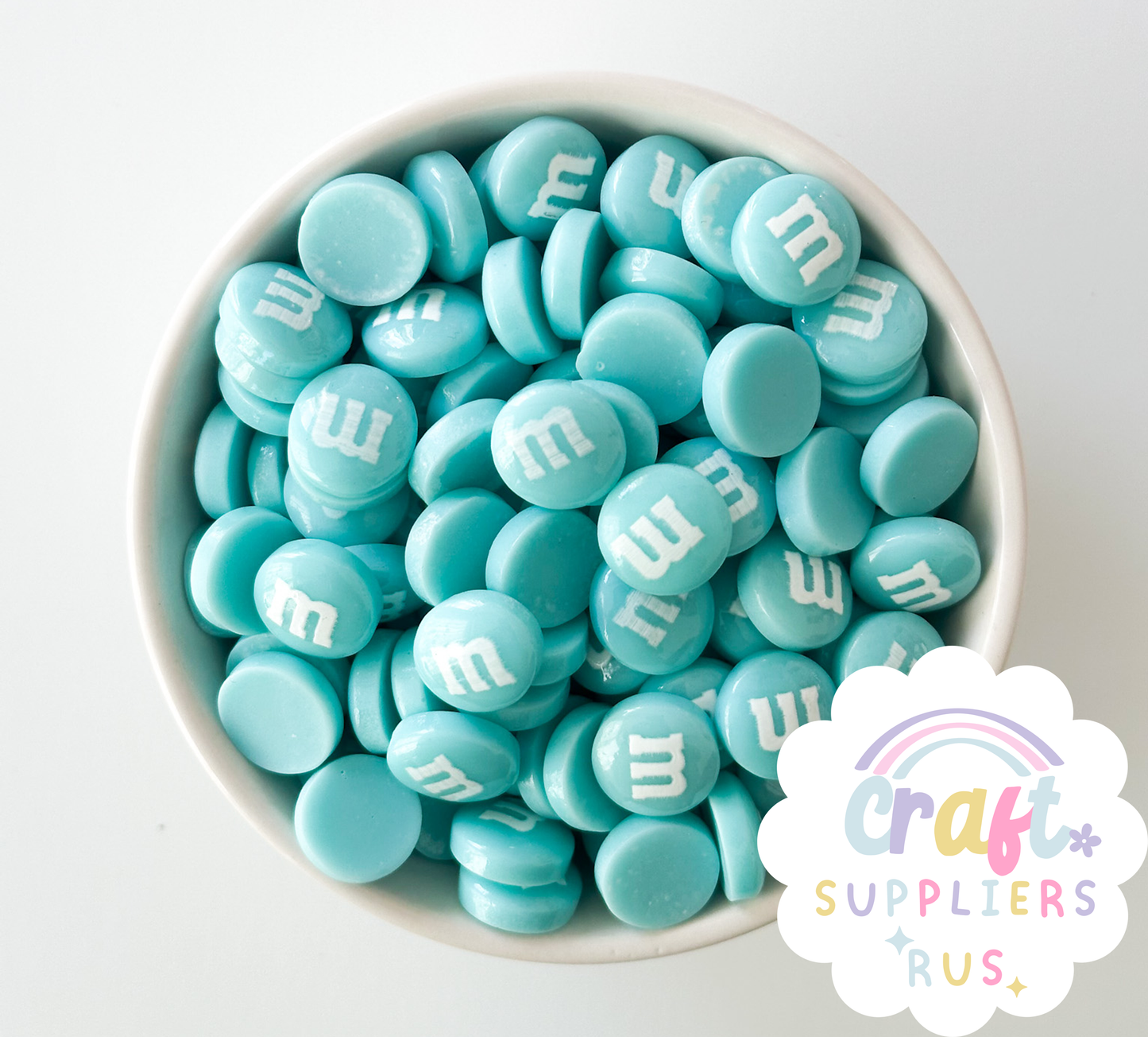 20/40/100pc Flat Back Teal M&Ms Cabochons