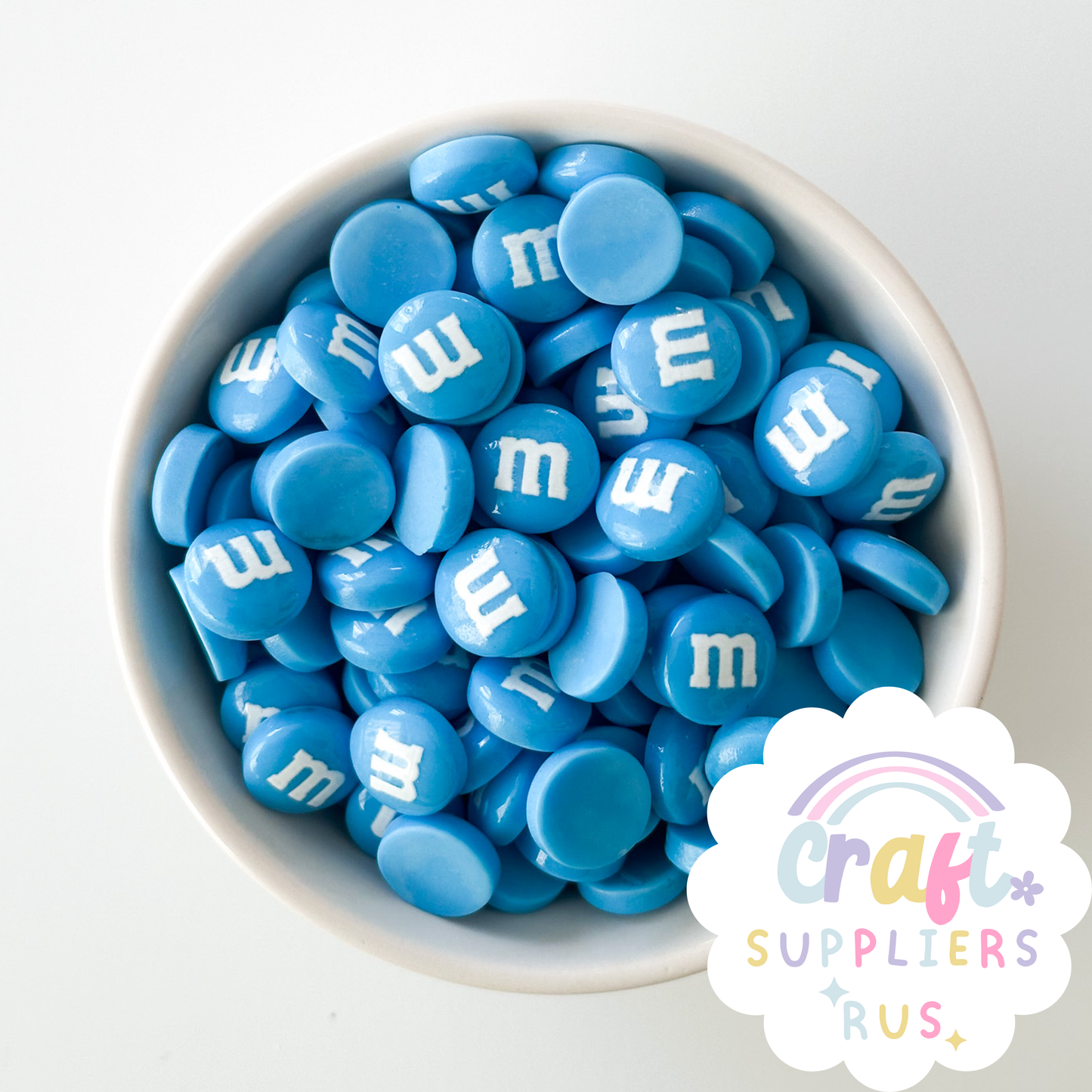 20/40/100pc Flat Back Light Blue M&Ms Cabochons