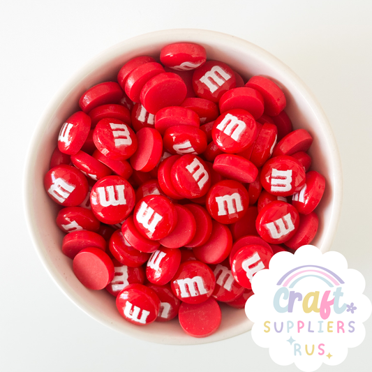 20/40/100pc Flat Back Red M&Ms Cabochons