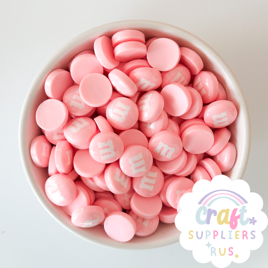 20/40/100pc Flat Back Light Pink M&Ms Cabochons