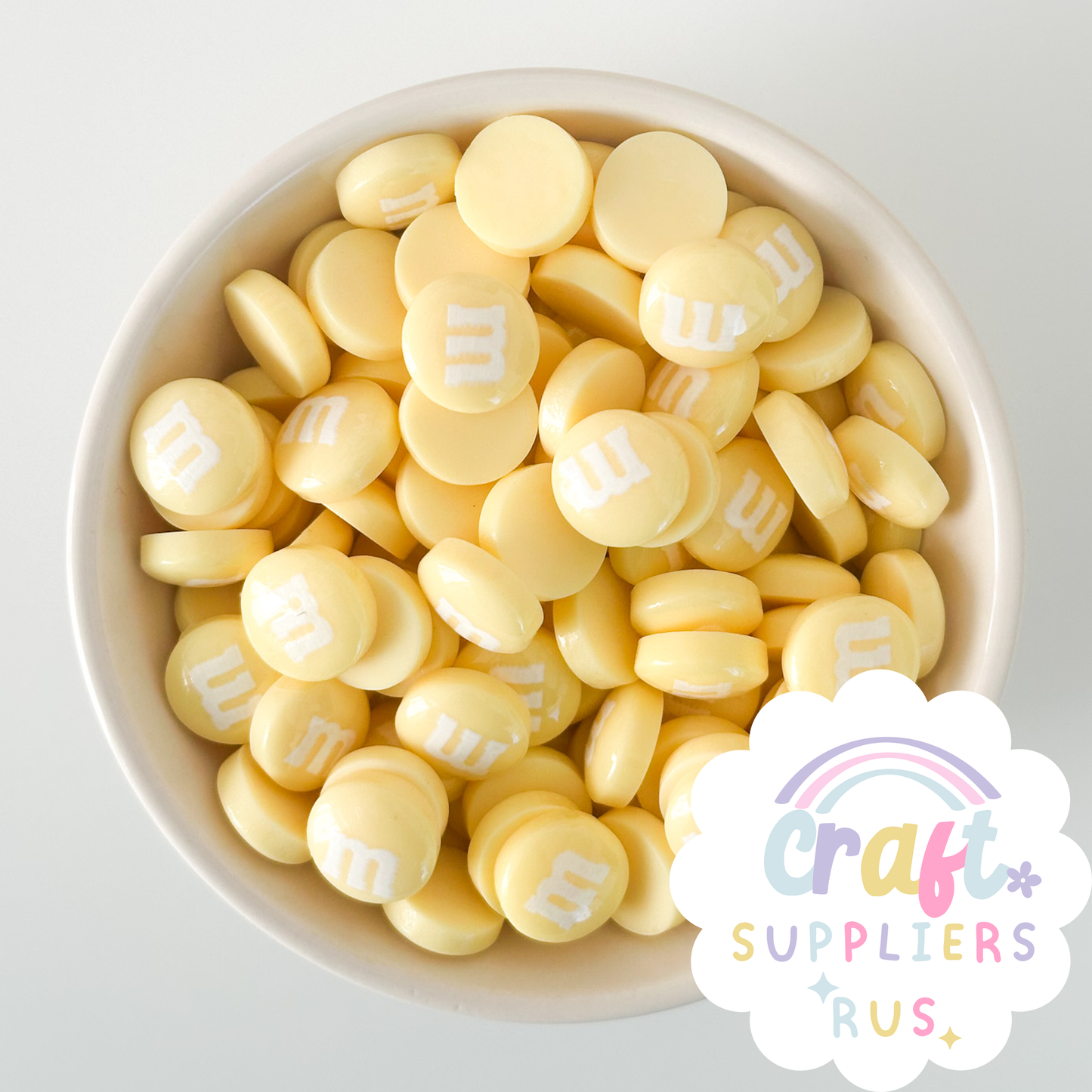 20/40/100pc Flat Back Pastel Yellow M&Ms Cabochons