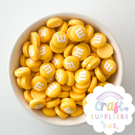 20/40/100pc Flat Back Yellow M&Ms Cabochons