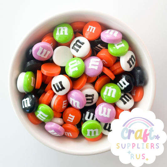 20/40/100pc Fake Halloween M&Ms Cabochons