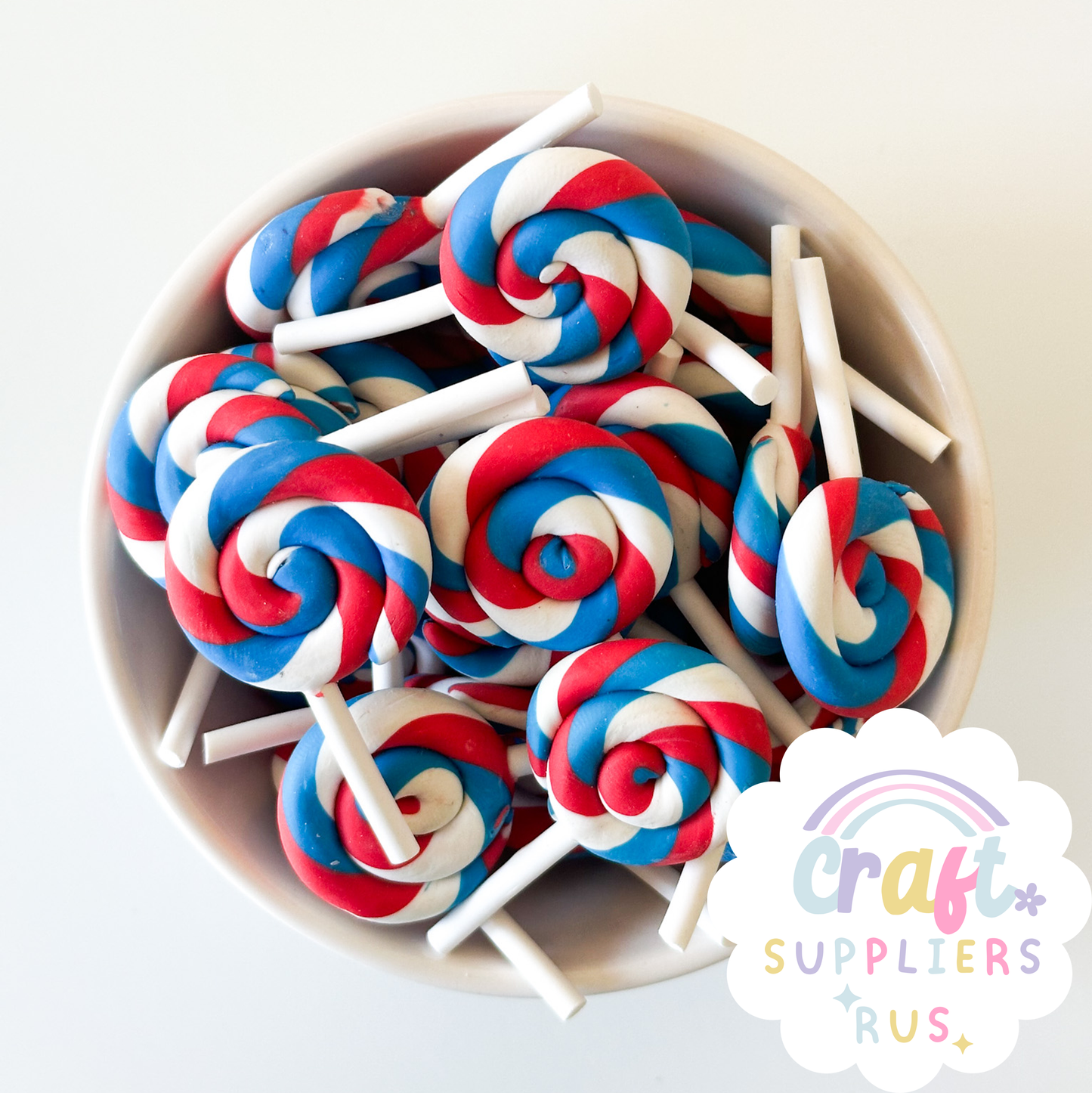 Patriotic Polymer Clay Lollipops