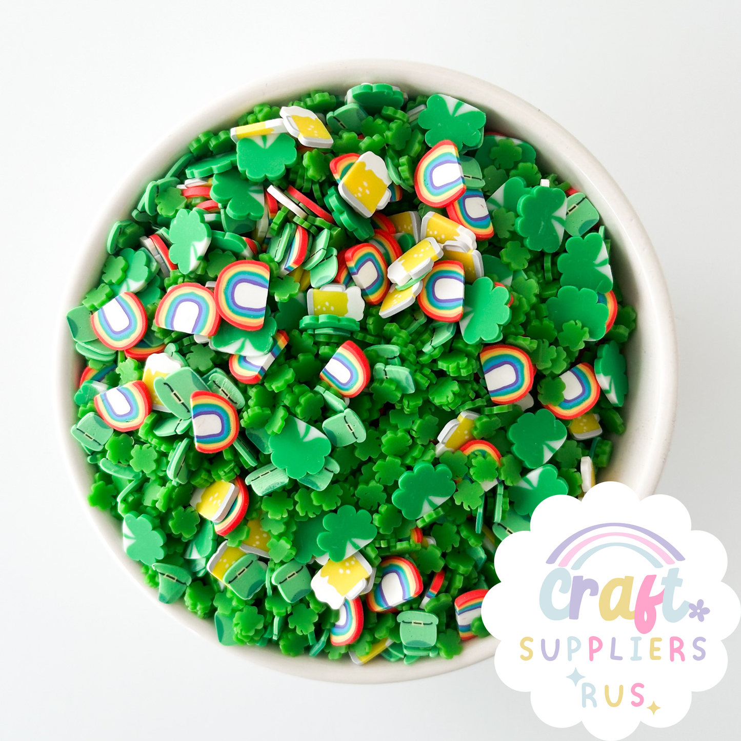 St. Patrick's Day Shamrocks & Rainbows Polymer Clay Sprinkles