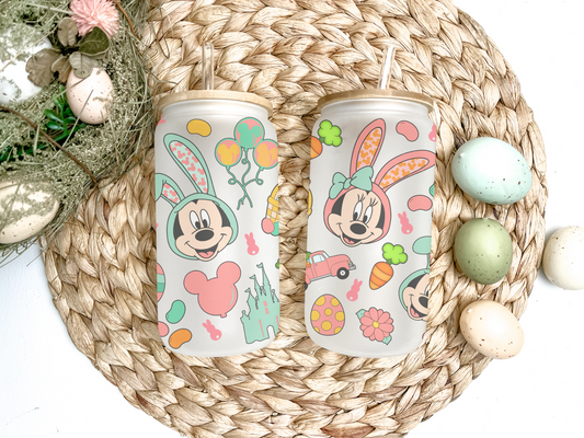 16oz Mickey & Minnie Easter Glass Tumbler