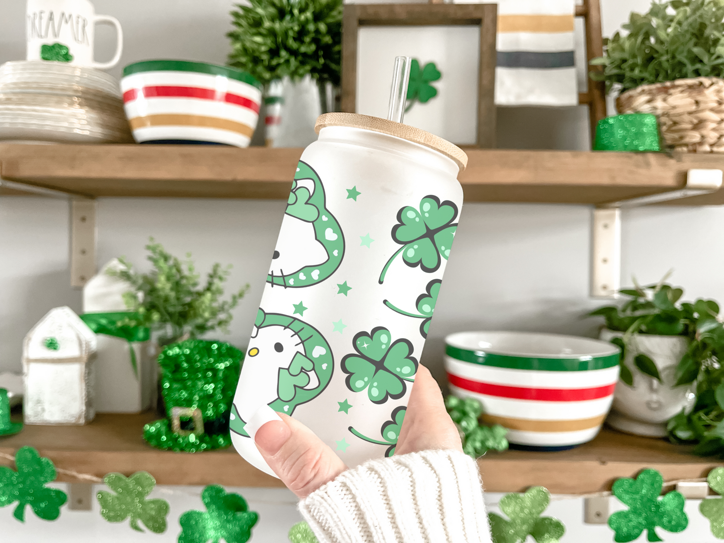 16oz St. Patrick's Day Hello Kitty Tumbler